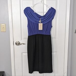 New‎ THML Wool Blend Office Siren Pencil Skirt Dress in Blue/Black Size Medium